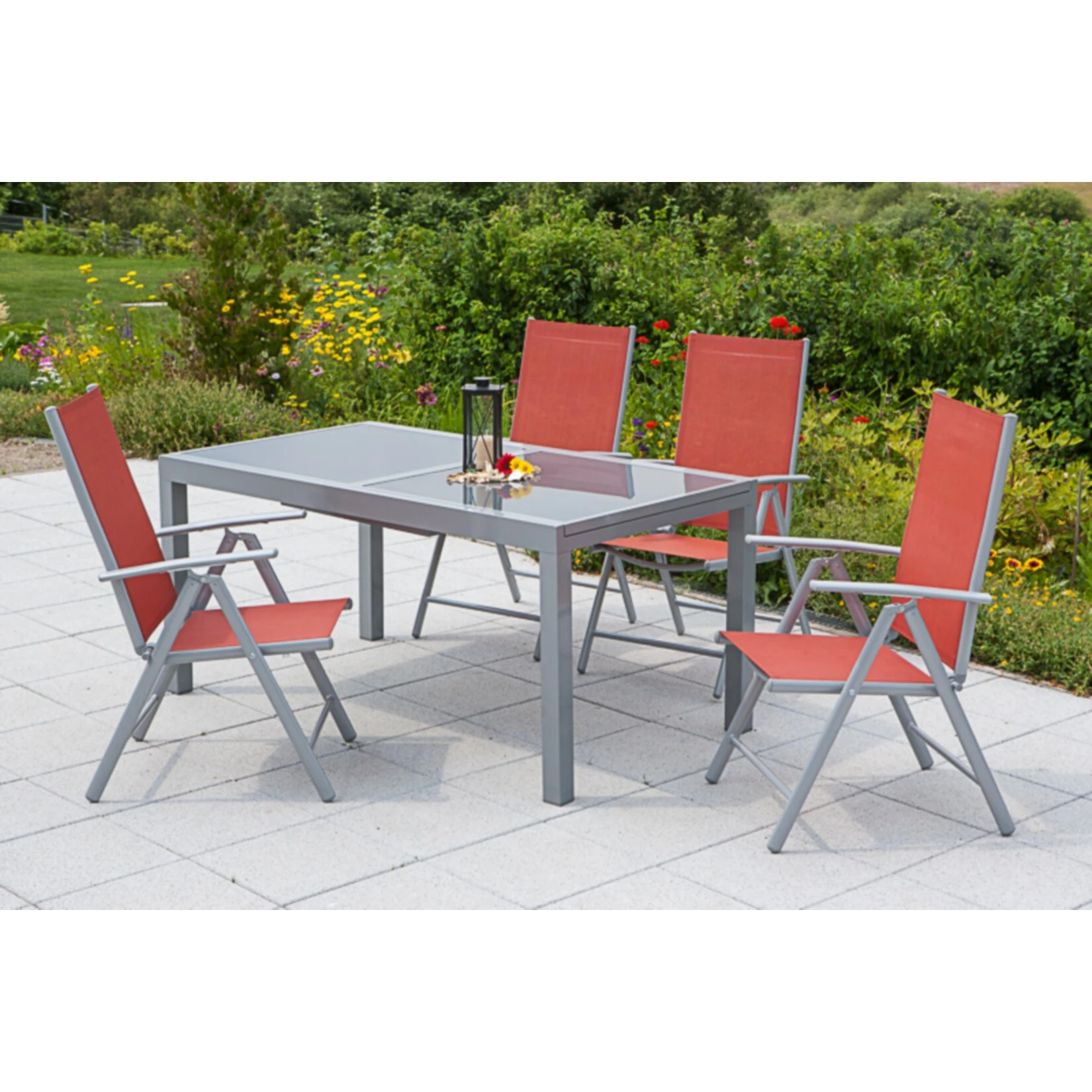 Merxx Tischgruppe Amalfi, 5-tlg Terracotta, Tisch 120/180 X 90 Cm 3 Merxx Tischgruppe Amalfi, 5-tlg Terracotta, Tisch 120/180 X 90 Cm