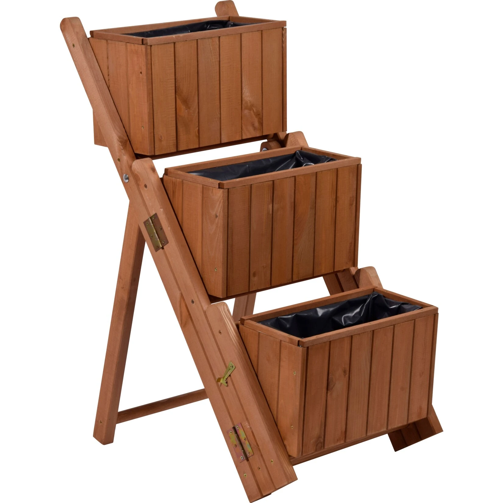 Dobar 29251e Ausklappbare Pflanztreppe Mit 3 Pflanzkästen, Braun, Kiefer 4 Dobar 29251e Ausklappbare Pflanztreppe Mit 3 Pflanzkästen, Braun, Kiefer – Bild 2