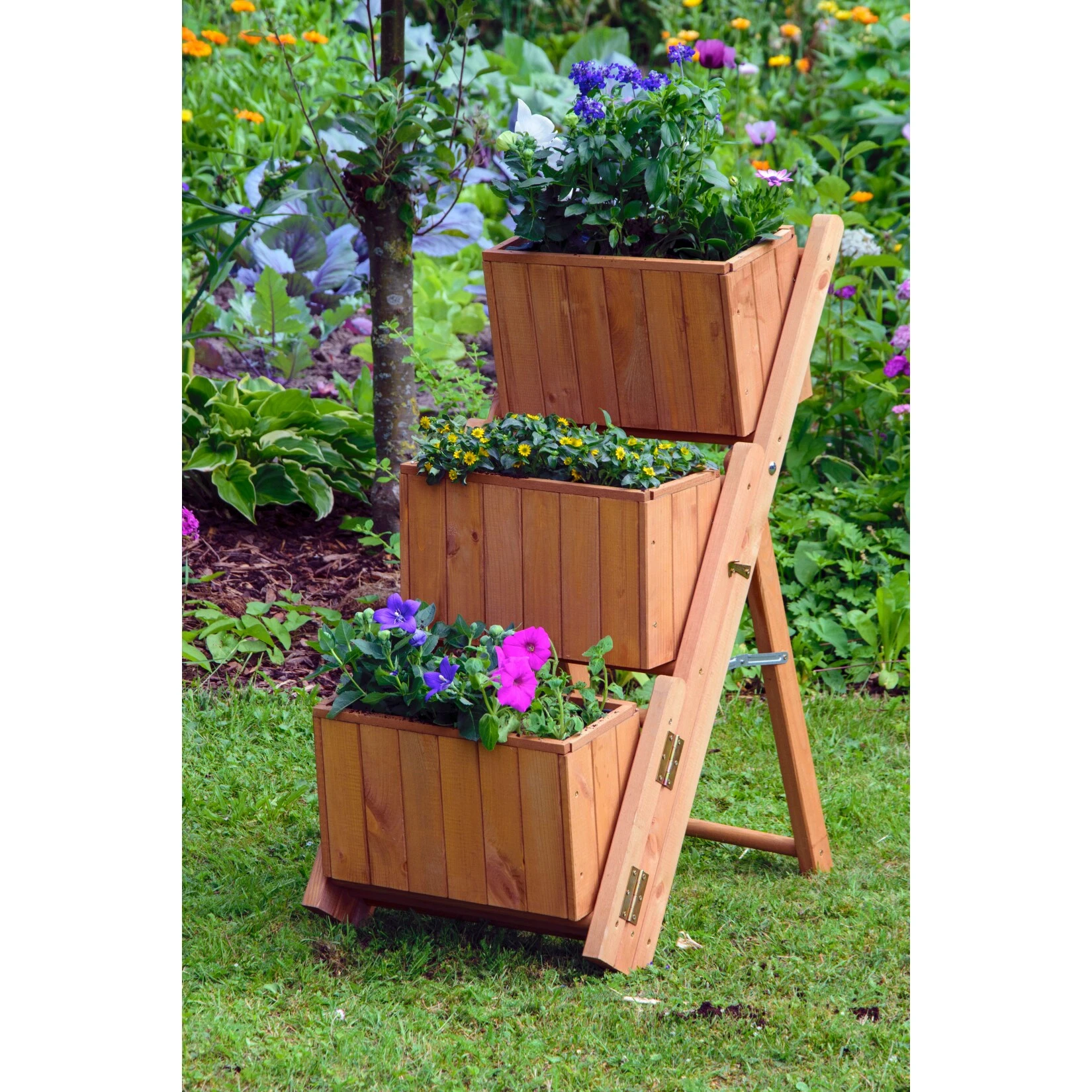 Dobar 29251e Ausklappbare Pflanztreppe Mit 3 Pflanzkästen, Braun, Kiefer 8 Dobar 29251e Ausklappbare Pflanztreppe Mit 3 Pflanzkästen, Braun, Kiefer – Bild 6