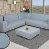 Ecksofa MCW-C47, Sofa Loungesofa Couch, Stoff/Textil Indoor Wasserabweisend ~ Blau Mit Ablage -OUTSUNNY Shop 1974981000 prod 001