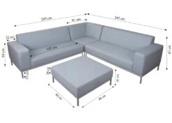 Ecksofa MCW-C47, Sofa Loungesofa Couch, Stoff/Textil Indoor Wasserabweisend ~ Blau Mit Ablage -OUTSUNNY Shop 1974981000 prod 003