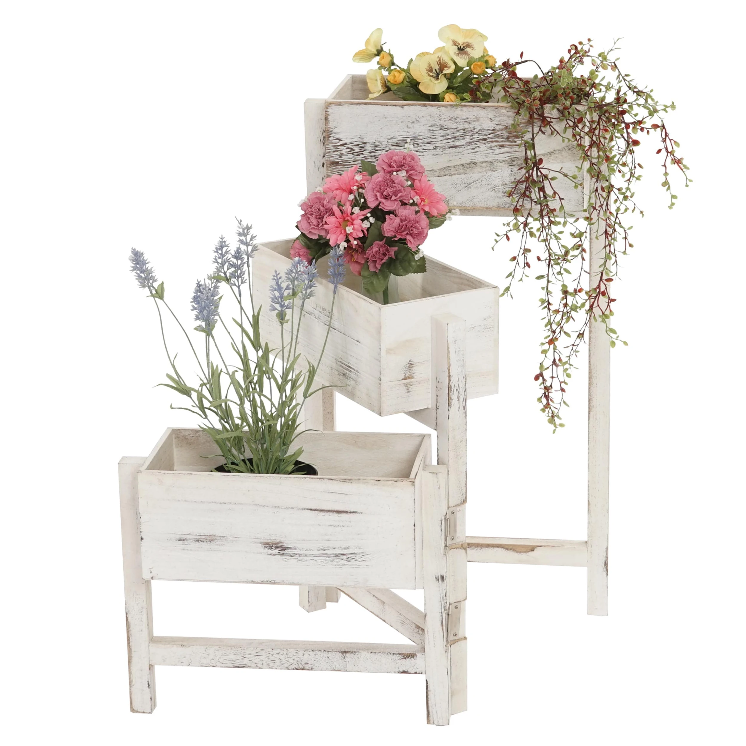 Pflanzregal H275, Standregal Blumenständer Pflanzkasten, 65x108x15cm, Holz Shabby-Look Vintage ~ Weiß 3 Pflanzregal H275, Standregal Blumenständer Pflanzkasten, 65x108x15cm, Holz Shabby-Look Vintage ~ Weiß