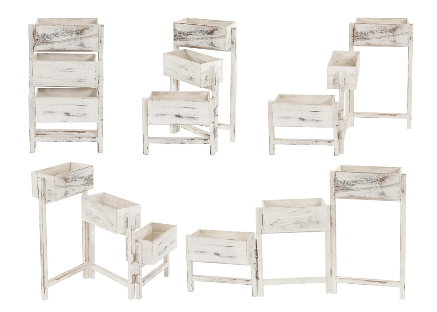 Pflanzregal H275, Standregal Blumenständer Pflanzkasten, 65x108x15cm, Holz Shabby-Look Vintage ~ Weiß 6 Pflanzregal H275, Standregal Blumenständer Pflanzkasten, 65x108x15cm, Holz Shabby-Look Vintage ~ Weiß – Bild 4