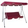 Hollywoodschaukel MCW-D61, Gartenschaukel Hängeschaukel Bank, 3-Sitzer UV 50+ Verstellbares Dach 197x185cm ~ Bordeaux -OUTSUNNY Shop 2031194001 prod 001