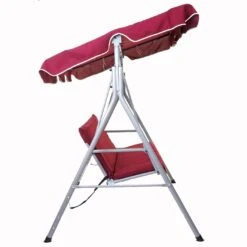 Hollywoodschaukel MCW-D61, Gartenschaukel Hängeschaukel Bank, 3-Sitzer UV 50+ Verstellbares Dach 197x185cm ~ Bordeaux -OUTSUNNY Shop 2031194001 prod 004