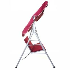 Hollywoodschaukel MCW-D61, Gartenschaukel Hängeschaukel Bank, 3-Sitzer UV 50+ Verstellbares Dach 197x185cm ~ Bordeaux -OUTSUNNY Shop 2031194001 prod 005