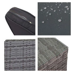 Poly-Rattan-Garnitur MCW-D21, Balkon-/Garten-/Lounge-Set Sofa Sitzgruppe, Box Staufach ~ Grau, Kissen Dunkelgrau -OUTSUNNY Shop 2061649007 prod 003