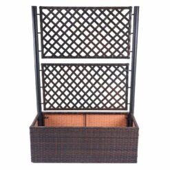 Poly-Rattan Rankgitter MCW-D76, Pflanzkasten Rankhilfe, 142x100x43cm ~ Braun -OUTSUNNY Shop 2103728000 prod 002