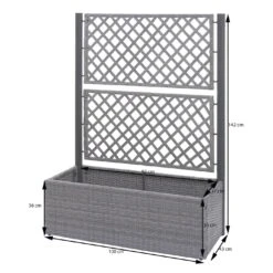 Poly-Rattan Rankgitter MCW-D76, Pflanzkasten Rankhilfe, 142x100x43cm ~ Braun -OUTSUNNY Shop 2103728000 prod 006
