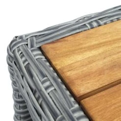 Gartengarnitur MCW-G28, Sitzgruppe Lounge-Set, Akazie Holz Halbrundes Rattan Verstellbar FSC ~ Grau, Kissen Hellgrau -OUTSUNNY Shop 2165591000 prod 003