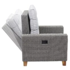 Gartengarnitur MCW-G28, Sitzgruppe Lounge-Set, Akazie Holz Halbrundes Rattan Verstellbar FSC ~ Grau, Kissen Hellgrau -OUTSUNNY Shop 2165591000 prod 006