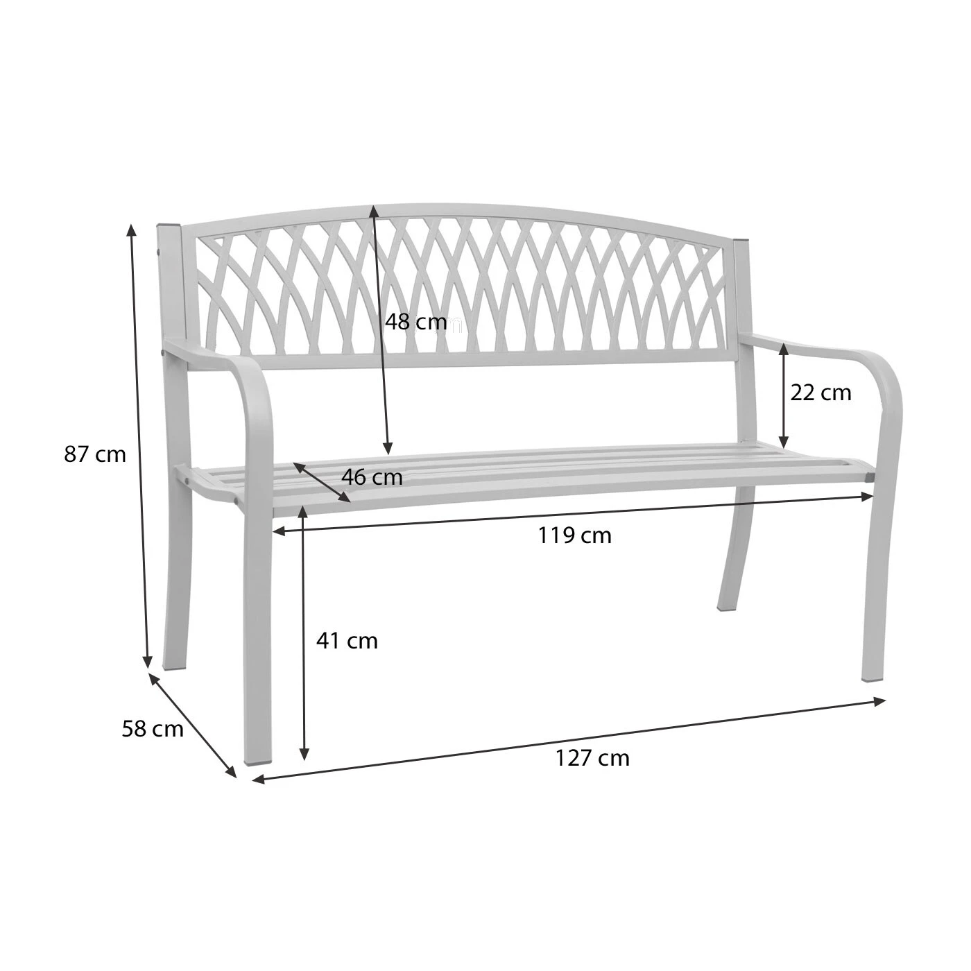 Gartenbank MCW-F45, Bank Parkbank Sitzbank, 2-Sitzer Pulverbeschichteter Stahl ~ Schwarz 6 Gartenbank MCW-F45, Bank Parkbank Sitzbank, 2-Sitzer Pulverbeschichteter Stahl ~ Schwarz – Bild 4