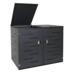 2er-Mülltonnenverkleidung MCW-E83, Mülltonnenbox Mülltonnenabdeckung, Erweiterbar 108x61x76cm ~ Anthrazit, Stahl 54kg