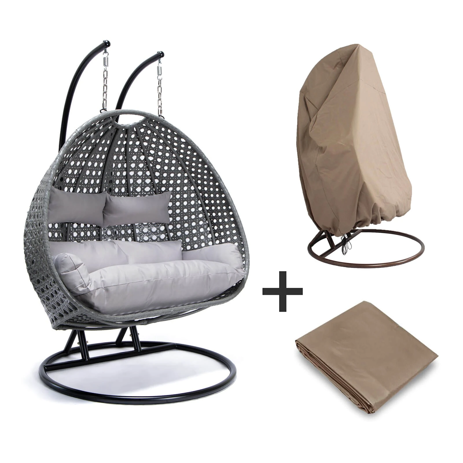 Home Deluxe Polyrattan Hängesessel «Twin» Inkl. Regenabdeckung | Versch. Farben 3 Home Deluxe Polyrattan Hängesessel «Twin» Inkl. Regenabdeckung | Versch. Farben