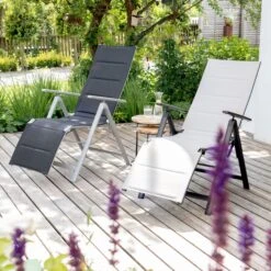 Vanage Gepolsterter Alu Relaxstuhl Mit Fußablage G-8465, Schwarz, Versch. Farben -OUTSUNNY Shop 2236880000 prod 006