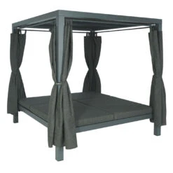 Lounge-Gartenliege MCW-J66, XL Sonnenliege Bali-Liege Doppelliege Outdoor-Bett, 10cm-Polster Aus Olefin Alu ~ Anthrazit -OUTSUNNY Shop 2365917000 prod 002