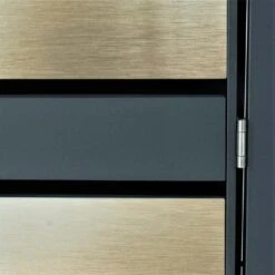 2er Mülltonnenverkleidung MCW-J81, Mülltonnenbox, Erweiterbar, Metall 50kg, Anthrazit ~ Gold -OUTSUNNY Shop 2408305000 prod 006