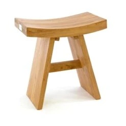 VCM Hocker Behandeltem Teakholz Sitzhocker Holzhocker Massiv Höhe 47cm