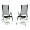 VCM 2er Set Klappstuhl Schwarz Aluminium Gartenstuhl Balkonstuhl Rahmen Hellgrau -OUTSUNNY Shop 8600043100 915833 prod 001