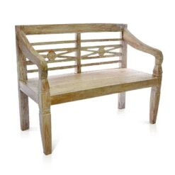 VCM 2-Sitzer Gartenbank Massiv Stabil Antik Handarbeit Teak Holz 115cm