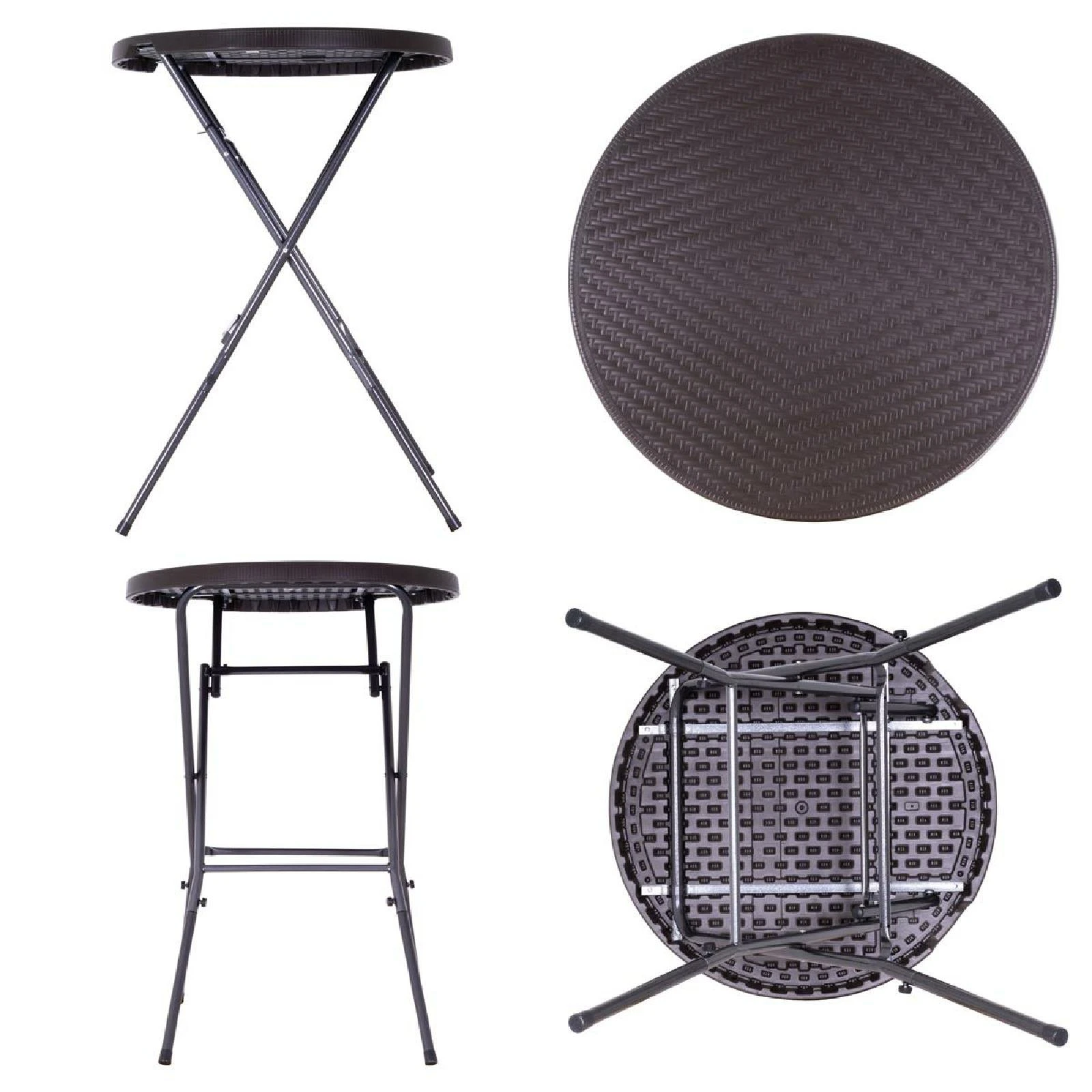 VCM Partytisch Stehtisch Braun Klappbar Bistrotisch Bartisch 110 Cm Rund Ø 80 Cm 7 VCM Partytisch Stehtisch Braun Klappbar Bistrotisch Bartisch 110 Cm Rund Ø 80 Cm – Bild 5