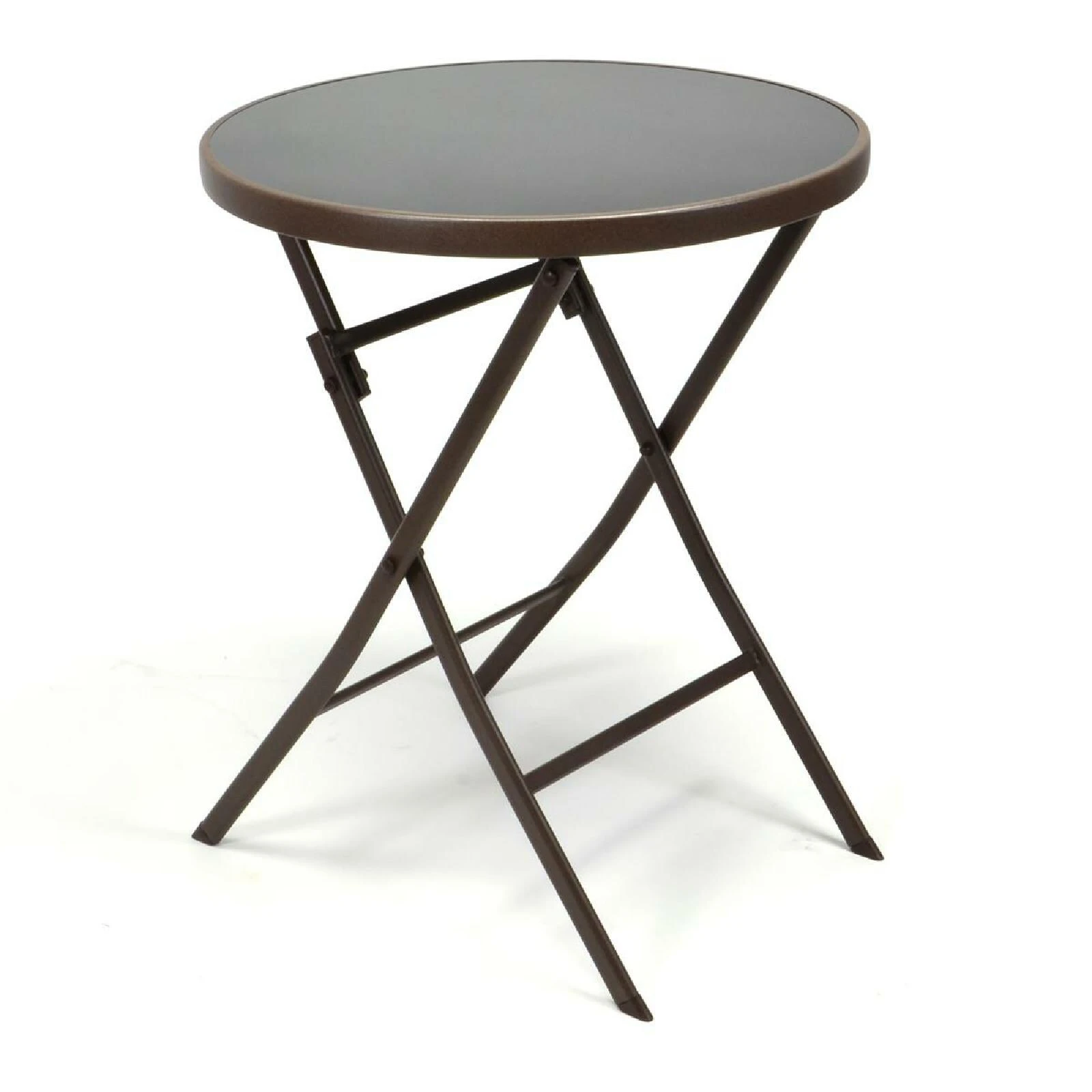 VCM Bistrotisch Mit Glasplatte Klappbar Terrassentisch Glastisch Braun Ø 60 Cm Stahl 3 VCM Bistrotisch Mit Glasplatte Klappbar Terrassentisch Glastisch Braun Ø 60 Cm Stahl