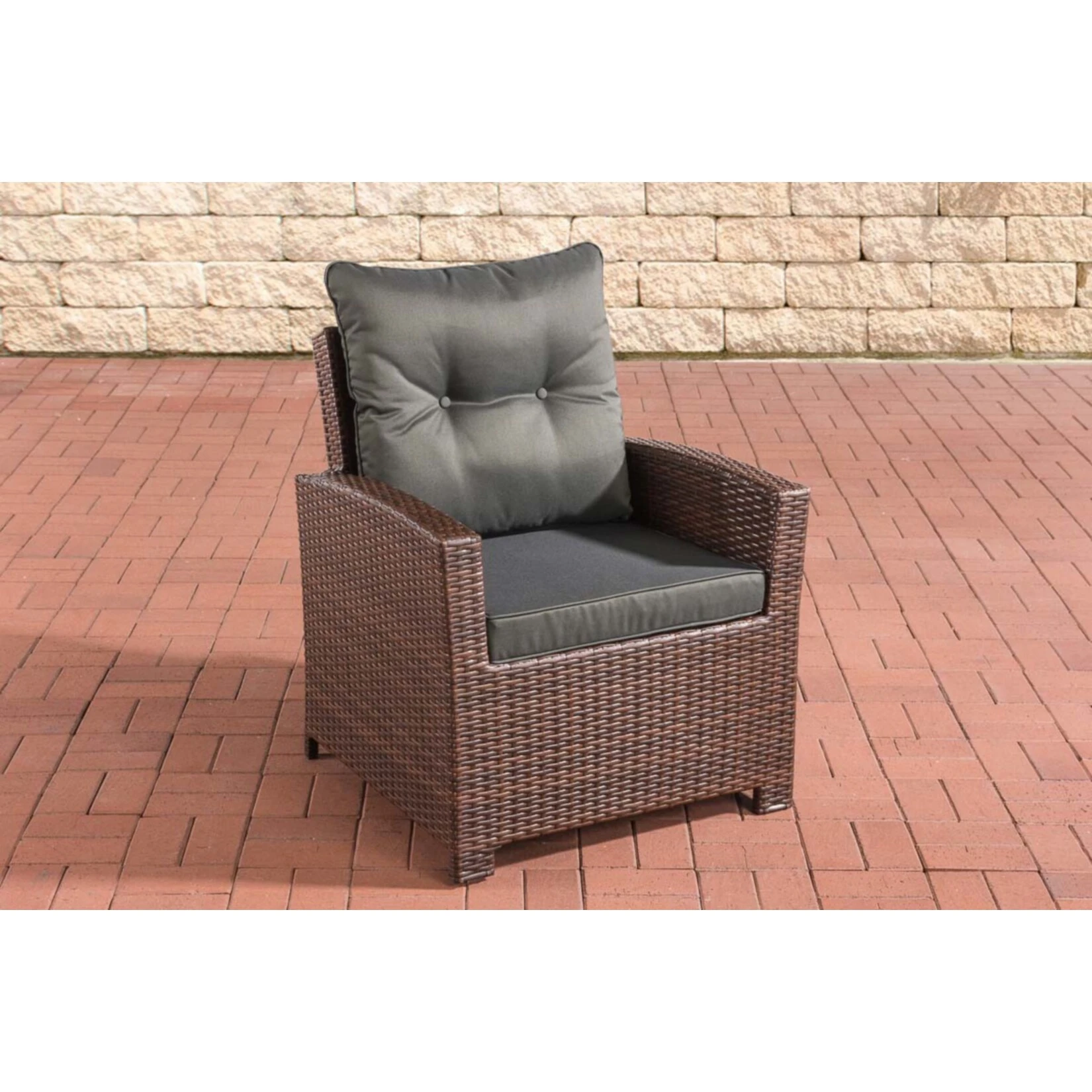 CLP Polyrattan-Sessel Fisolo Mit Sitzkissen I Gartenstuhl Mit Untergestell Aus Aluminium 3 CLP Polyrattan-Sessel Fisolo Mit Sitzkissen I Gartenstuhl Mit Untergestell Aus Aluminium
