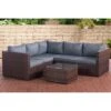 CLP Polyrattan Lounge-Set Genero L Garten-Set Mit 5 Sitzplätzen L Komplett-Set: 3er Sofa + 2er Sofa + Tisch I Garnitur Mit Aluminium-Gestell -OUTSUNNY Shop 8600246500 112198340 prod 001