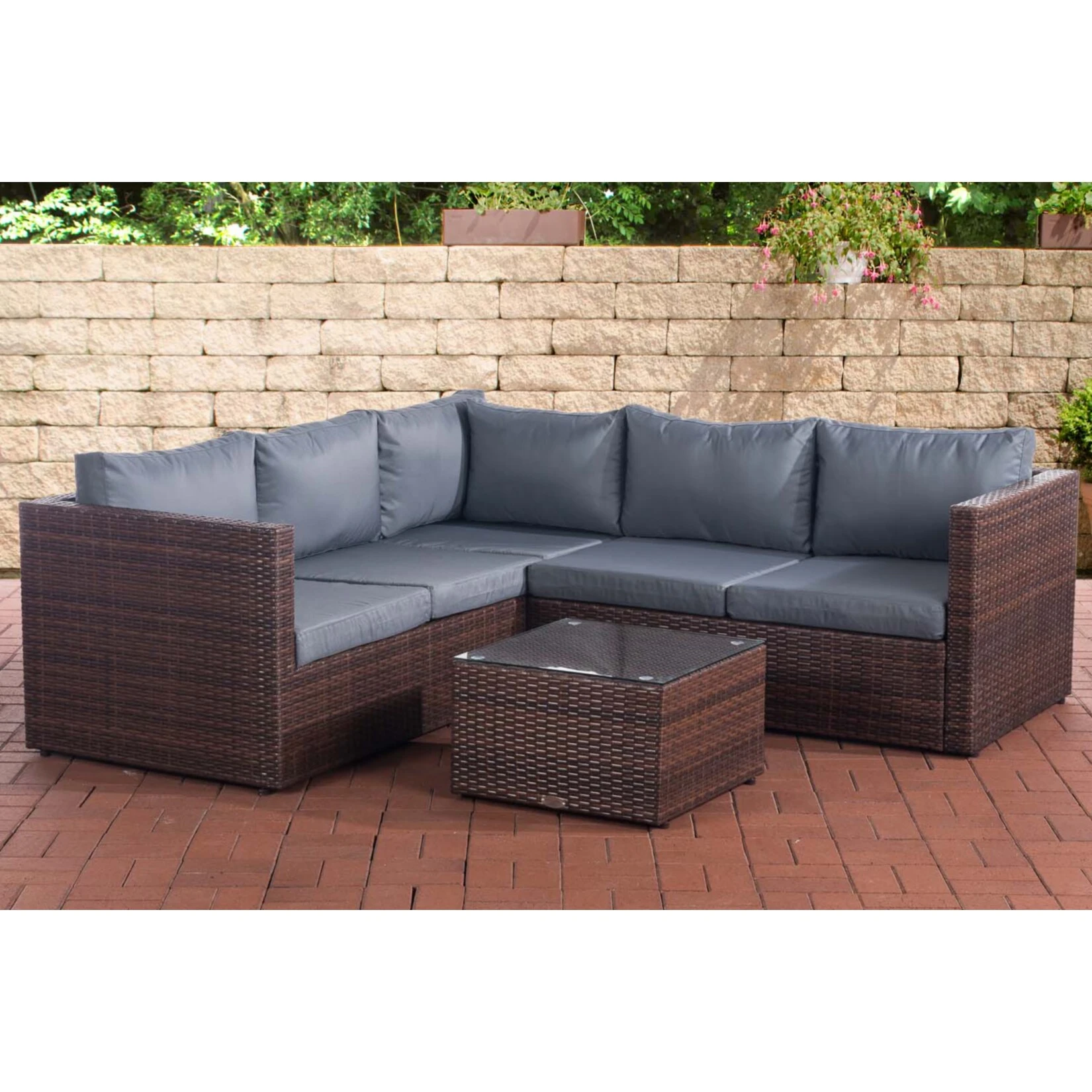 CLP Polyrattan Lounge-Set Genero L Garten-Set Mit 5 Sitzplätzen L Komplett-Set: 3er Sofa + 2er Sofa + Tisch I Garnitur Mit Aluminium-Gestell 3 CLP Polyrattan Lounge-Set Genero L Garten-Set Mit 5 Sitzplätzen L Komplett-Set: 3er Sofa + 2er Sofa + Tisch I Garnitur Mit Aluminium-Gestell