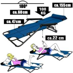Campingstuhl Liegestuhl Freizeitliege Sonnenliege Strandliege Campingliege 153cm -OUTSUNNY Shop 8600295800 3338 prod 005