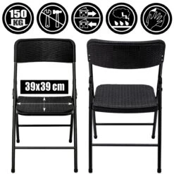 8 Klappstühle Bis 150kg - 50x46x83,5 Balkonstuhl - Gartenstuhl In Rattan-Optik -OUTSUNNY Shop 8600295800 4566 prod 003