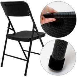 8 Klappstühle Bis 150kg - 50x46x83,5 Balkonstuhl - Gartenstuhl In Rattan-Optik -OUTSUNNY Shop 8600295800 4566 prod 004