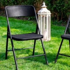 8 Klappstühle Bis 150kg - 50x46x83,5 Balkonstuhl - Gartenstuhl In Rattan-Optik -OUTSUNNY Shop 8600295800 4566 prod 006