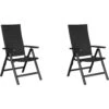 2x Kars Gartenstuhl 6 Positionen Schwarz/grau Hochlehner Stuhl Garten Sessel