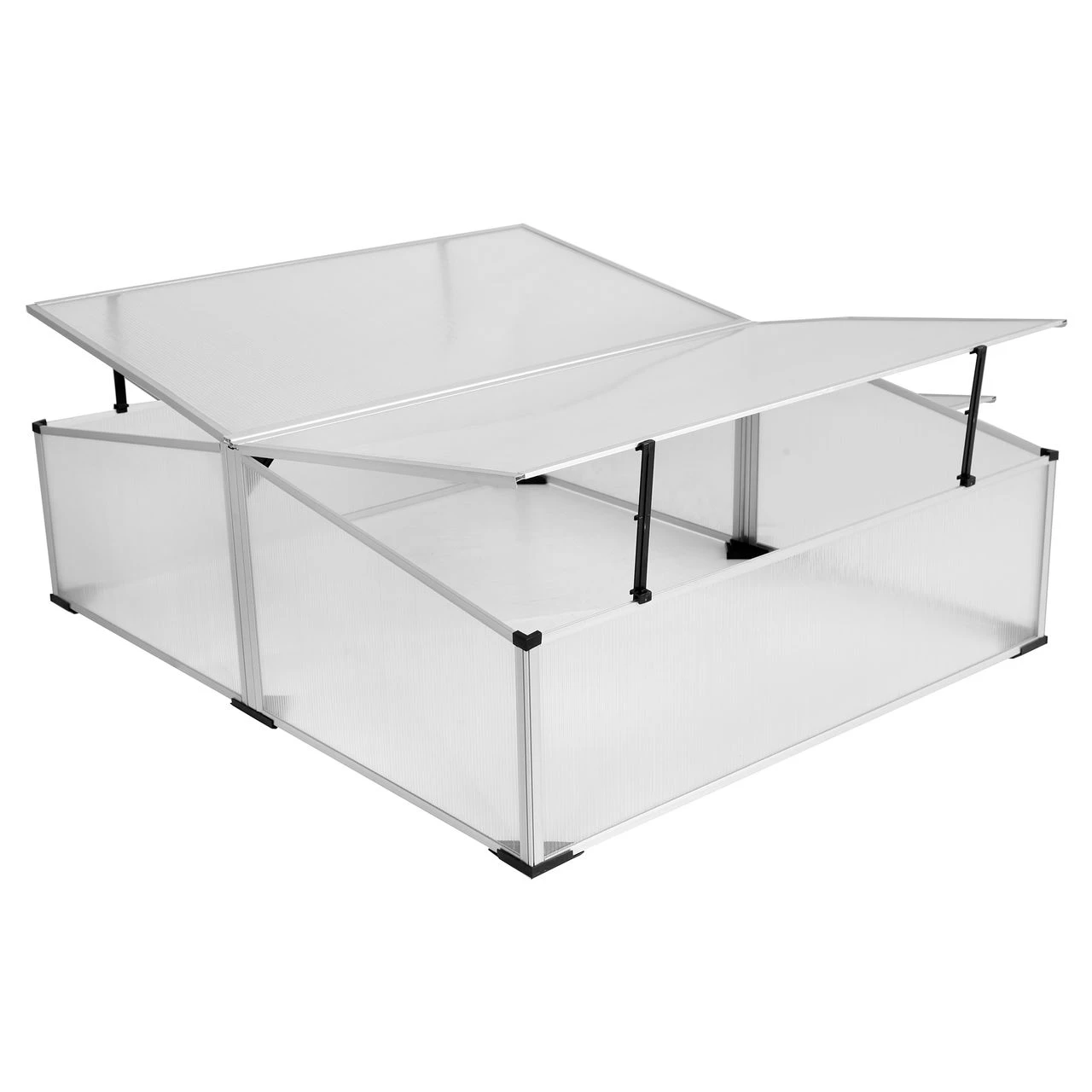LEX Frühbeet Mit Doppeldach Aluminium-Rahmen PC-Scheiben Ca.120x100x40/30cm 3 LEX Frühbeet Mit Doppeldach Aluminium-Rahmen PC-Scheiben Ca.120x100x40/30cm
