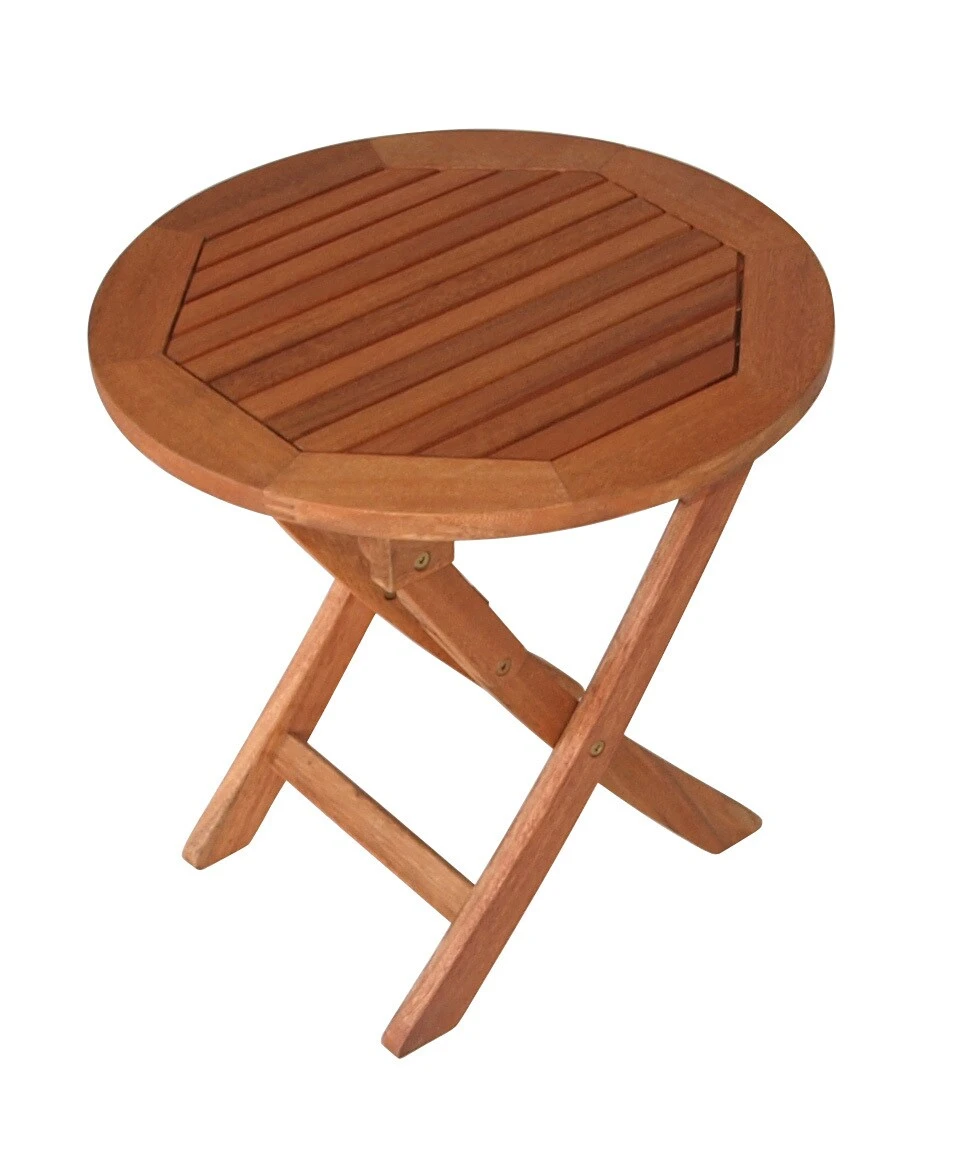 DEGAMO Klapp - Beistelltisch SAIGON 48cm Rund, Eukalyptus Geölt, 3 DEGAMO Klapp - Beistelltisch SAIGON 48cm Rund, Eukalyptus Geölt,