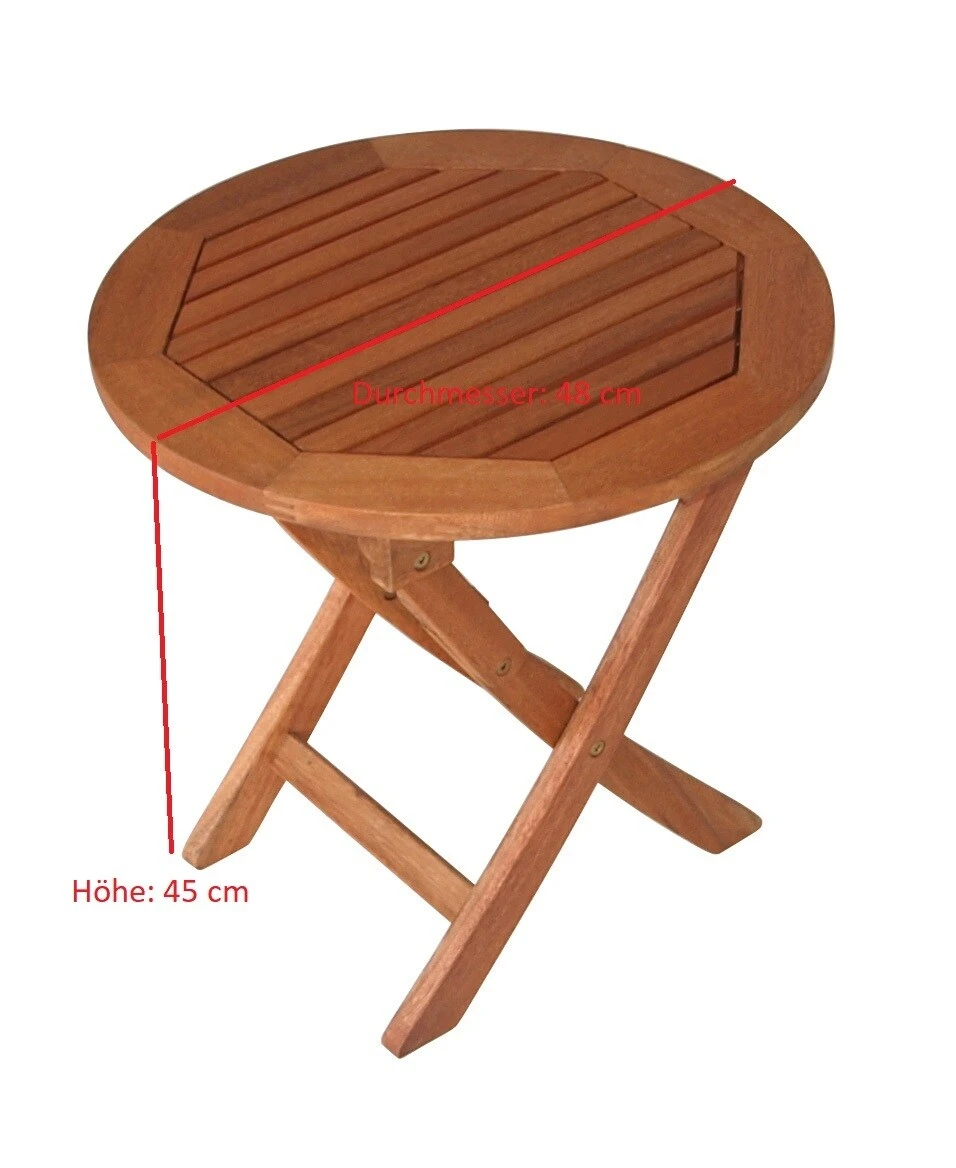 DEGAMO Klapp - Beistelltisch SAIGON 48cm Rund, Eukalyptus Geölt, 4 DEGAMO Klapp - Beistelltisch SAIGON 48cm Rund, Eukalyptus Geölt, – Bild 2