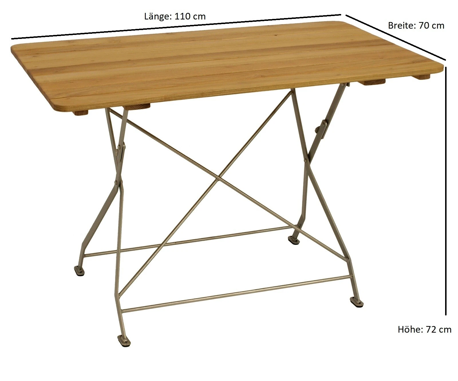 DEGAMO Kurgarten - Garnitur BAD TÖLZ 5-teilig (4x Stuhl, 1x Tisch 70x110cm), Flachstahl Verzinkt + Robinie, Klappbar 4 DEGAMO Kurgarten - Garnitur BAD TÖLZ 5-teilig (4x Stuhl, 1x Tisch 70x110cm), Flachstahl Verzinkt + Robinie, Klappbar – Bild 2