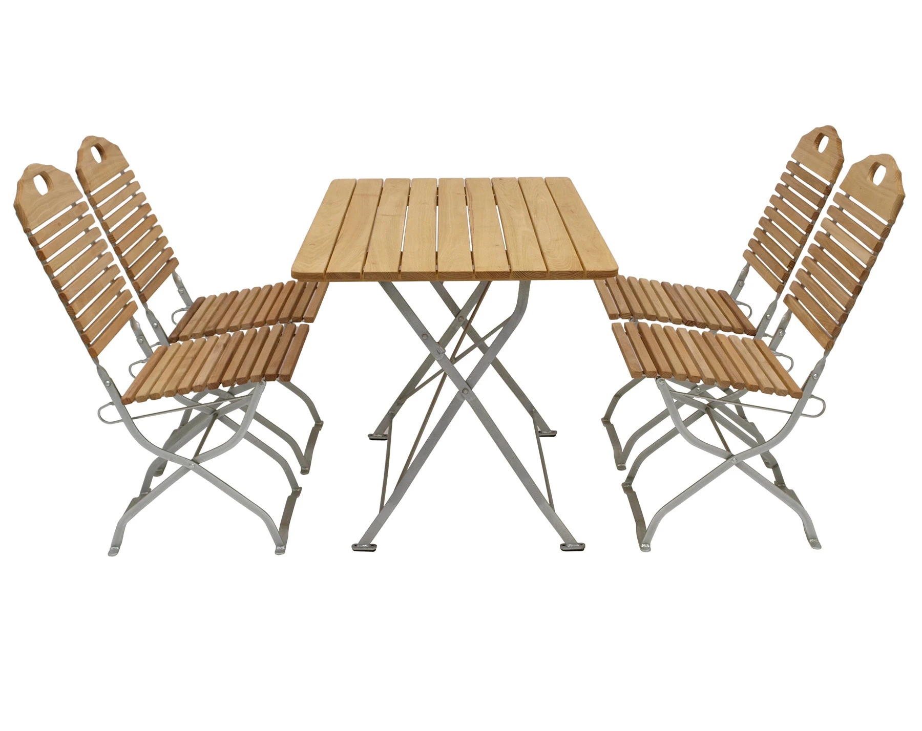 DEGAMO Kurgarten - Garnitur BAD TÖLZ 5-teilig (4x Stuhl, 1x Tisch 70x110cm), Flachstahl Verzinkt + Robinie, Klappbar 7 DEGAMO Kurgarten - Garnitur BAD TÖLZ 5-teilig (4x Stuhl, 1x Tisch 70x110cm), Flachstahl Verzinkt + Robinie, Klappbar – Bild 5