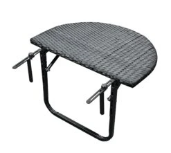 DEGAMO Balkonhängetisch 60x40cm, Metall + Polyrattan Schwarz