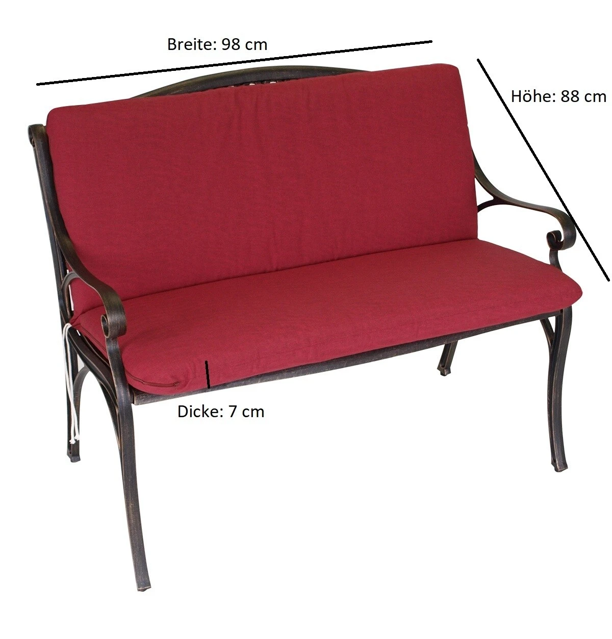 DEGAMO Auflage TACOMA Für Bank 2-sitzer, Rot 4 DEGAMO Auflage TACOMA Für Bank 2-sitzer, Rot – Bild 2