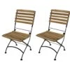 DEGAMO Klappstuhl JAKARTA, Flachstahl Schwarz + Teakholz, 2 Stück