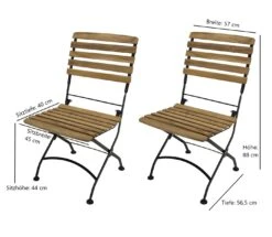 DEGAMO Klappstuhl JAKARTA, Flachstahl Schwarz + Teakholz, 2 Stück -OUTSUNNY Shop 8600319700 51348541 prod 004