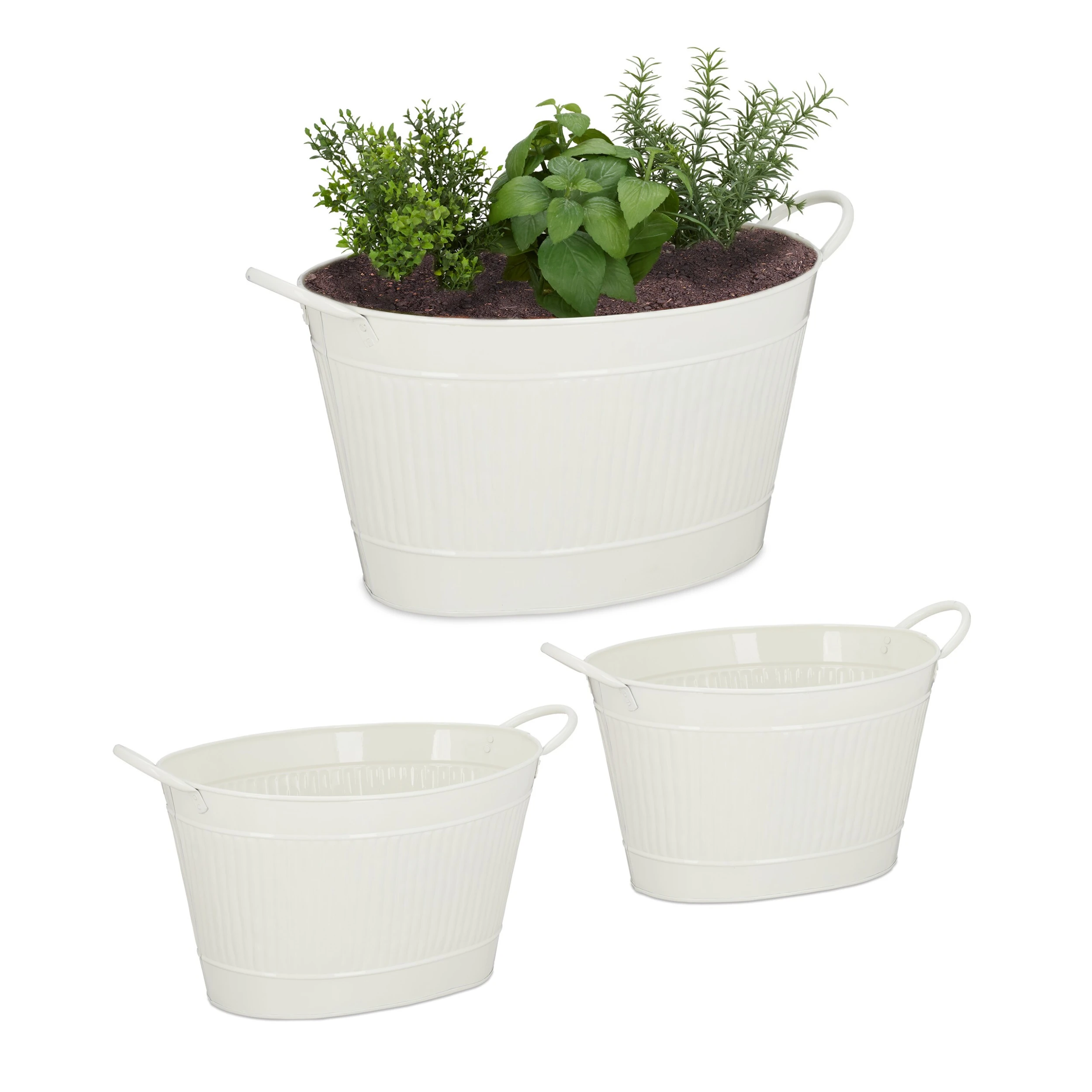 Relaxdays Metallwanne Vintage Optik 3er Set 3 Relaxdays Metallwanne Vintage Optik 3er Set