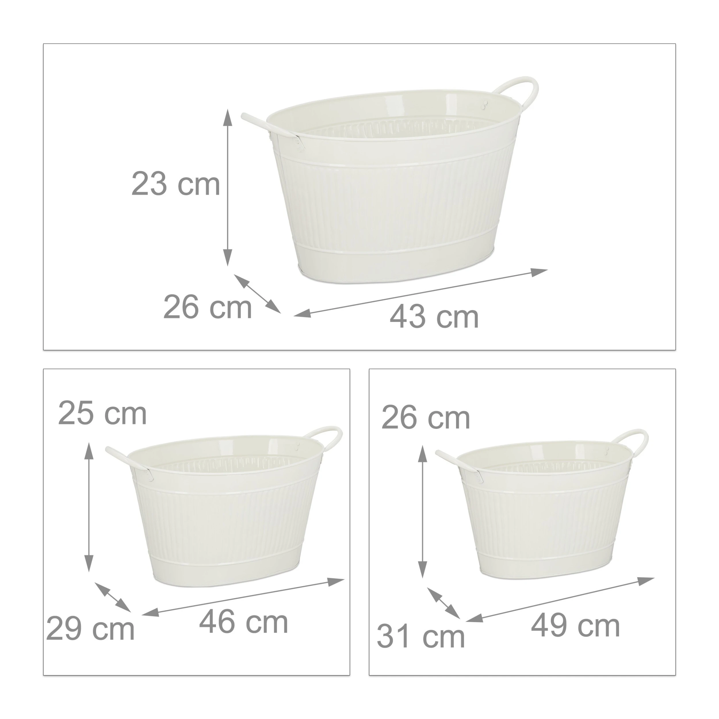 Relaxdays Metallwanne Vintage Optik 3er Set 6 Relaxdays Metallwanne Vintage Optik 3er Set – Bild 4