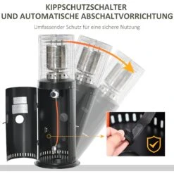 Outsunny Heizstrahler Gas Terrassenheizer Im Eleganten Design, Geeignet Für Den Einsatz Im Freien Schwarz 55,6 X 55,6 X 143 Cm ( BxTxH) | Terrassenheizer Terrassenstrahler Balkonheizer 12 Outsunny Heizstrahler Gas Terrassenheizer Im Eleganten Design, Geeignet Für Den Einsatz Im Freien Schwarz 55,6 X 55,6 X 143 Cm ( BxTxH) | Terrassenheizer Terrassenstrahler Balkonheizer -OUTSUNNY Shop 8600336600 842 187 prod 005