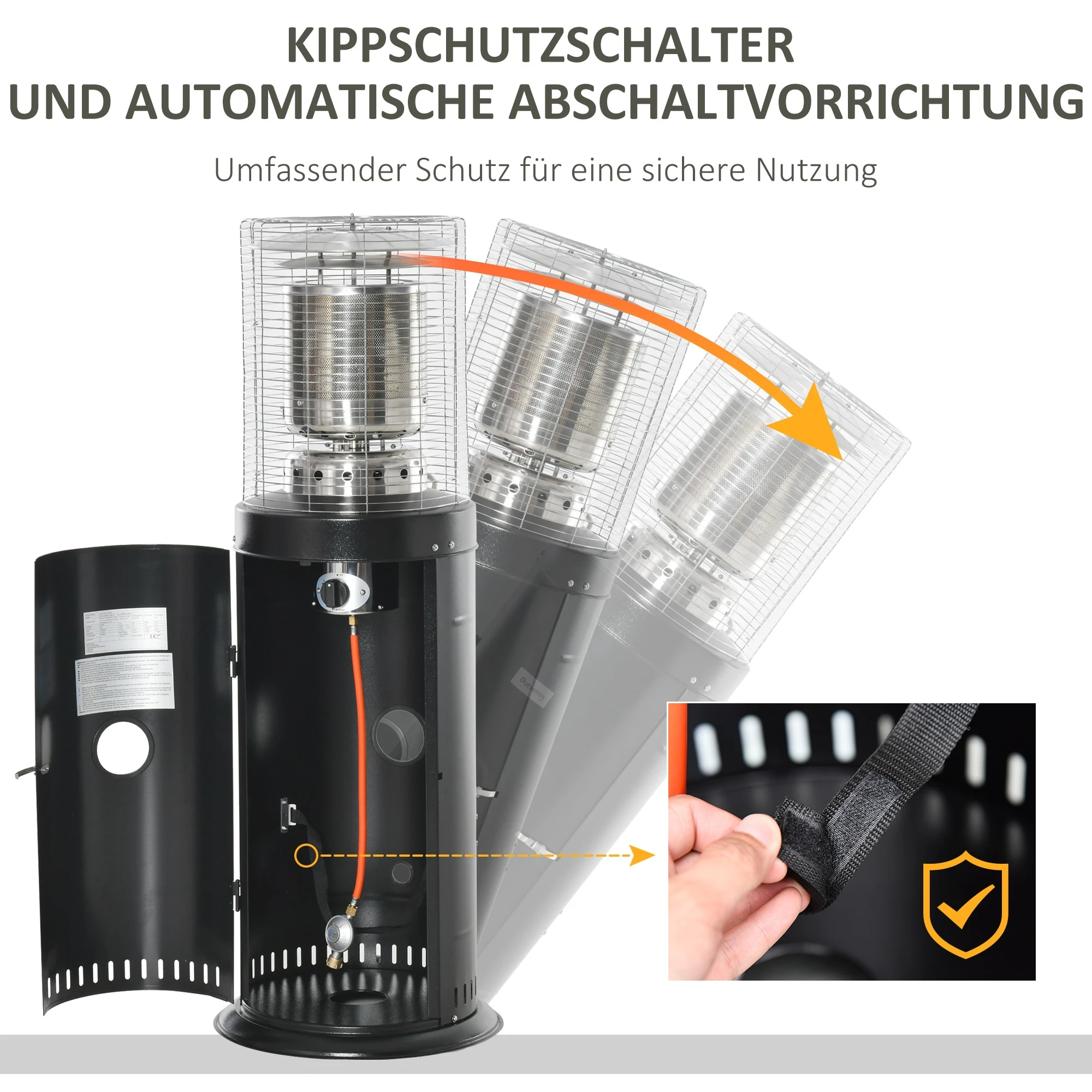 Outsunny Heizstrahler Gas Terrassenheizer Im Eleganten Design, Geeignet Für Den Einsatz Im Freien Schwarz 55,6 X 55,6 X 143 Cm ( BxTxH) | Terrassenheizer Terrassenstrahler Balkonheizer 7 Outsunny Heizstrahler Gas Terrassenheizer Im Eleganten Design, Geeignet Für Den Einsatz Im Freien Schwarz 55,6 X 55,6 X 143 Cm ( BxTxH) | Terrassenheizer Terrassenstrahler Balkonheizer – Bild 5