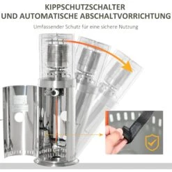 Outsunny Heizstrahler Elegantes Design, Hergestellt Aus Edelstahl, 10 KW Leistung Silber 55,6 X 55,6 X 143 Cm ( BxTxH) | Terrassenheizer Terrassenstrahler Balkonheizer 12 Outsunny Heizstrahler Elegantes Design, Hergestellt Aus Edelstahl, 10 KW Leistung Silber 55,6 X 55,6 X 143 Cm ( BxTxH) | Terrassenheizer Terrassenstrahler Balkonheizer -OUTSUNNY Shop 8600336600 842 188V01 prod 005