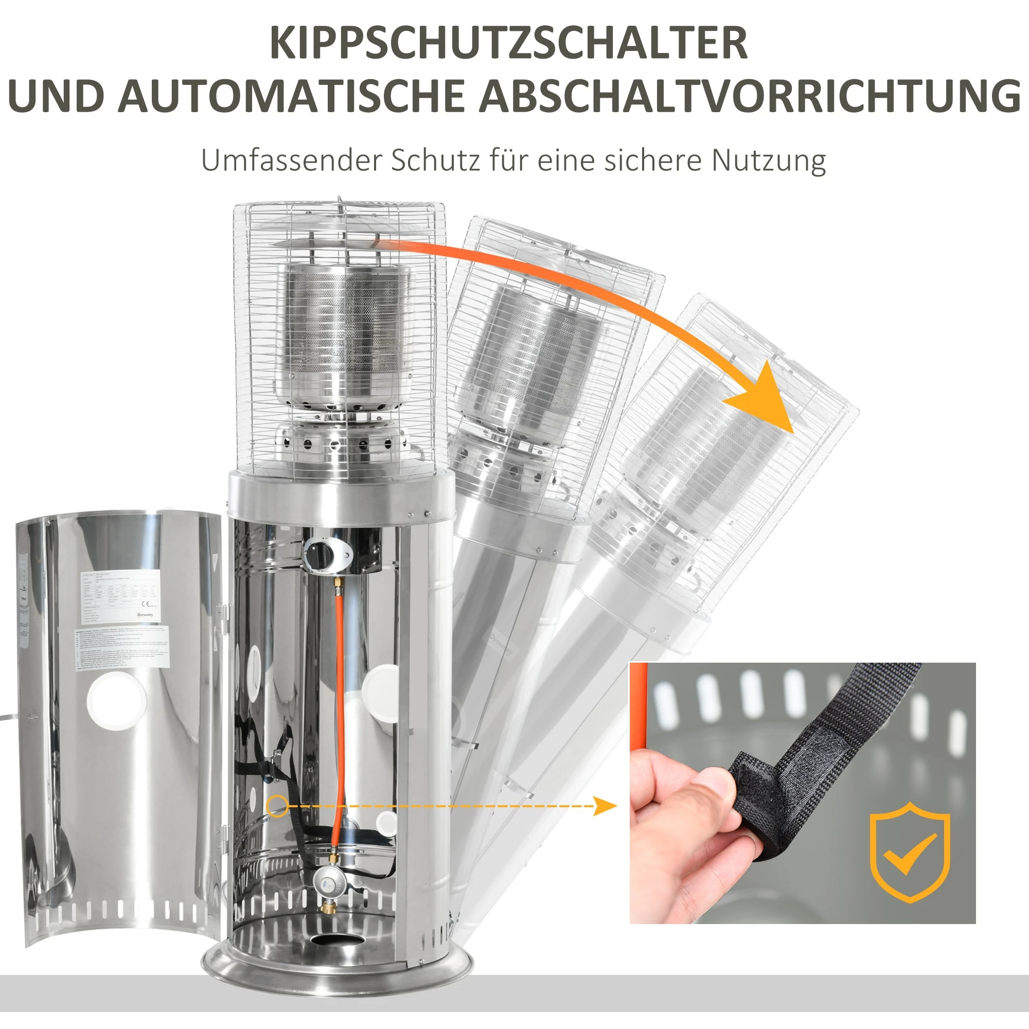 Outsunny Heizstrahler Elegantes Design, Hergestellt Aus Edelstahl, 10 KW Leistung Silber 55,6 X 55,6 X 143 Cm ( BxTxH) | Terrassenheizer Terrassenstrahler Balkonheizer 7 Outsunny Heizstrahler Elegantes Design, Hergestellt Aus Edelstahl, 10 KW Leistung Silber 55,6 X 55,6 X 143 Cm ( BxTxH) | Terrassenheizer Terrassenstrahler Balkonheizer – Bild 5