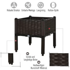 Outsunny Hochbeet In Rattan-Optik Dunkelbraun 40 X 40 X 44 Cm (LxBxH) | Kräuterbeet Pflanzkasten Blumenkasten Gartenbeet -OUTSUNNY Shop 8600336600 845 290 prod 006